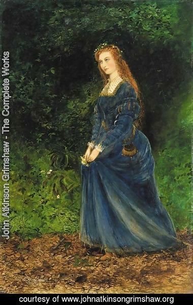 John Atkinson Grimshaw - Portrait of the artist's wife, Theodosia, as Ophelia
