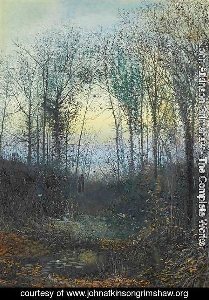 John Atkinson Grimshaw - Wooded valley, probably Bolton Woods Lovers in a woodland clearing a pair