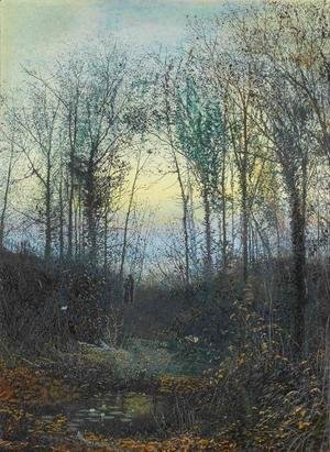 Wooded valley, probably Bolton Woods Lovers in a woodland clearing a pair