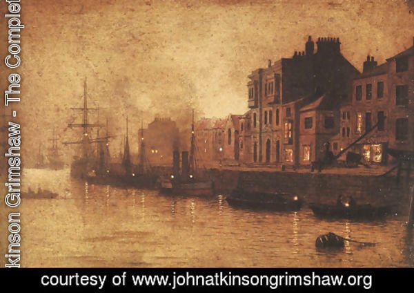 John Atkinson Grimshaw - Evening, Whitby Harbour