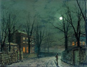 John Atkinson Grimshaw - The Old Hall Under Moonlight