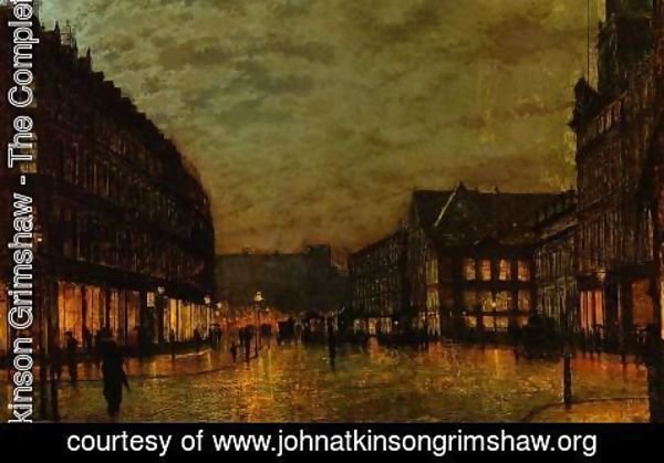 John Atkinson Grimshaw - Boars Lane, Leeds by Lamplight