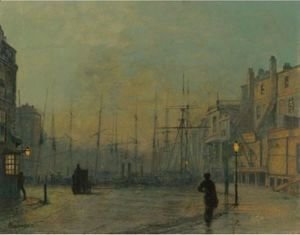 John Atkinson Grimshaw Liverpool Custom House And Wapping Painting ...