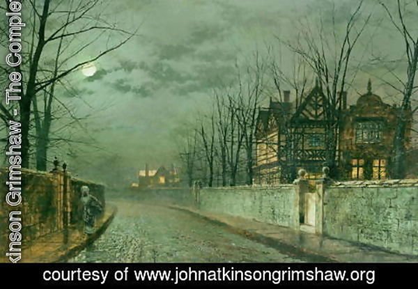 John Atkinson Grimshaw - Old English House, Moonlight after Rain